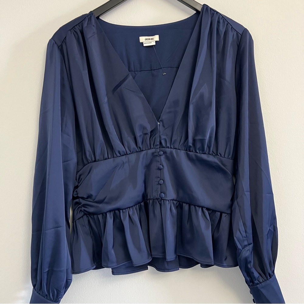 Jason Wu Royal Blue Silk Button Down